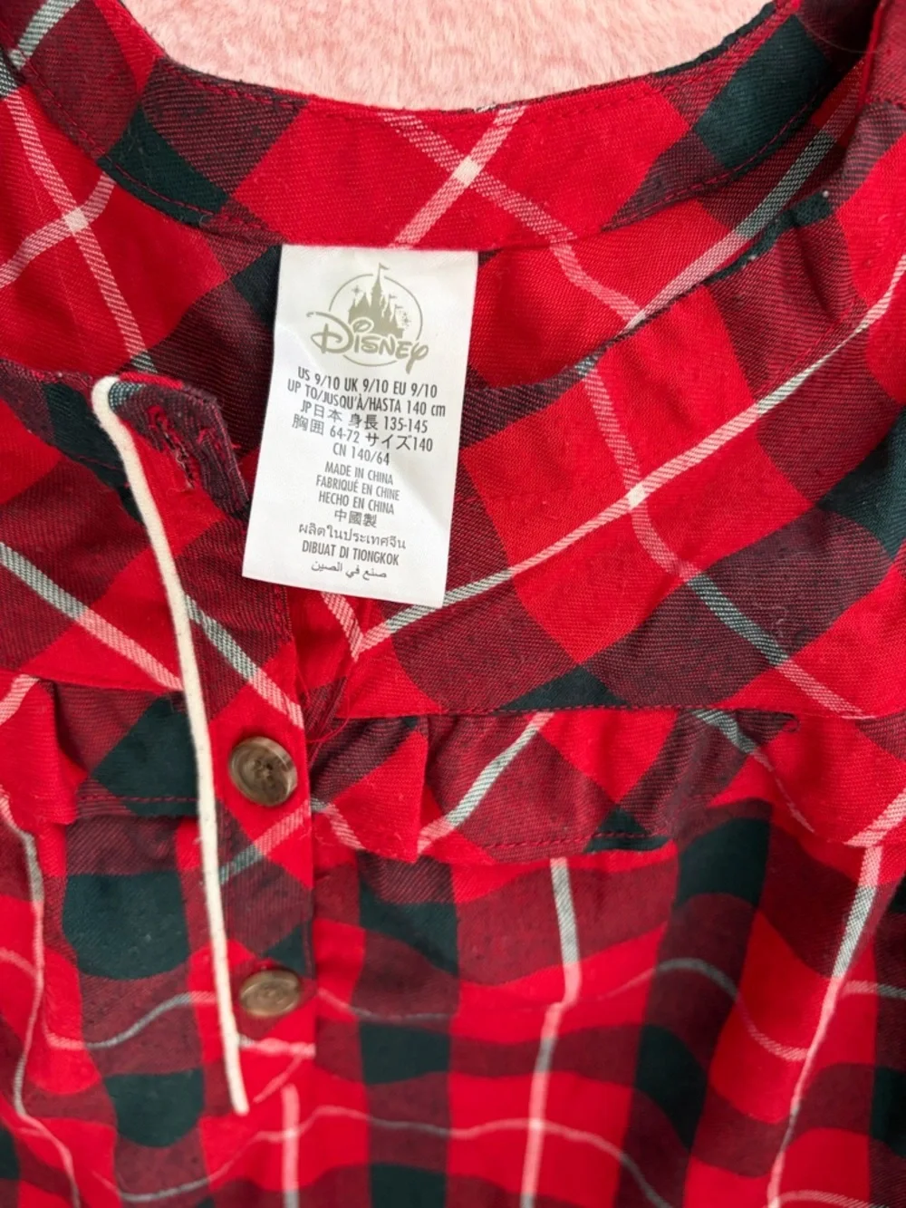 🎄Disney store Minnie Mouse plaid flannel nightgown size 9/10 EUC! - Picture 4 of 8